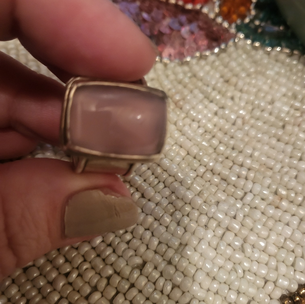 Rose Quartz Silver Ring - Picture 2 of 9